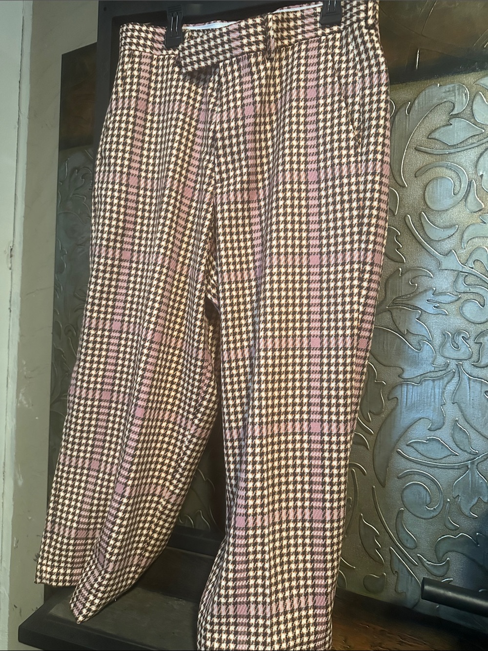 ASOS Pink and Brown Checked Chinos